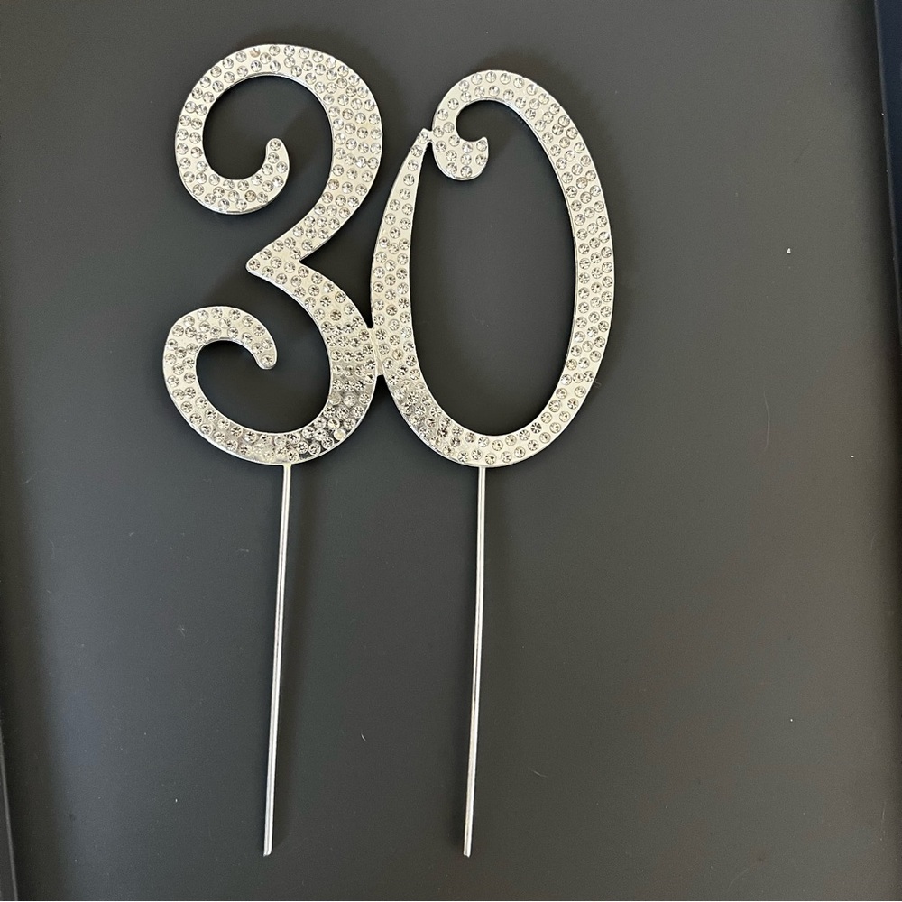 Metal Silver 30 Cake Topper